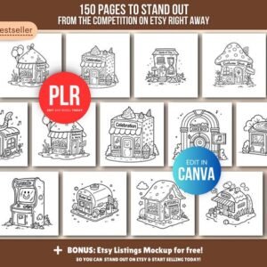 Libro para Colorear de Tienditas | 150 Páginas | Canva Editable | PLR & MRR