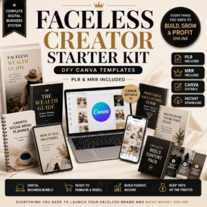 Faceless Creator Starter Kit | DFY Canva Templates | PLR & MRR