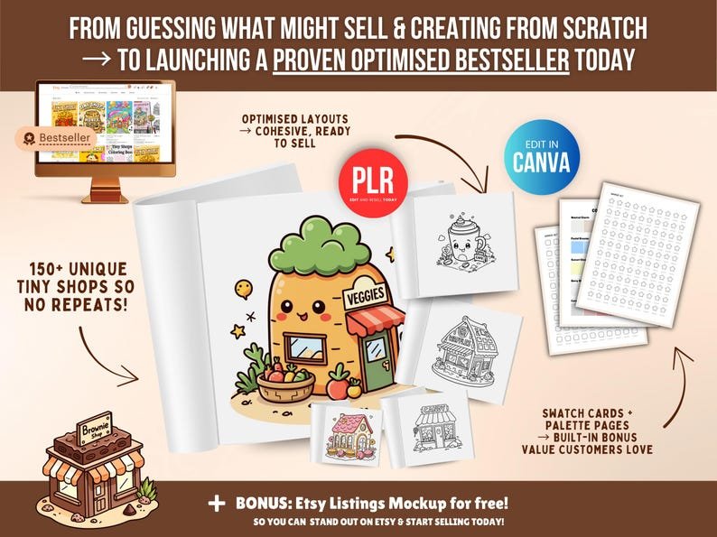 Libro para Colorear de Tienditas | 150 Páginas | Canva Editable | PLR & MRR - Image 4