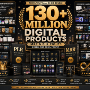 130 Million+ Digital Products Bundle | PLR & MRR | Templates, eBooks, Courses & More