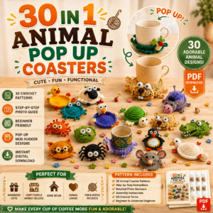 30 Animal Crochet Coaster Patterns | Mug Hugger PDF Bundle