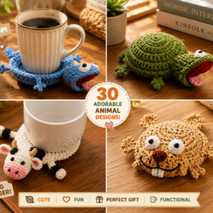 30 Animal Crochet Coaster Patterns | Mug Hugger PDF Bundle