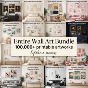 100,000+ Printable Wall Art Bundle | PLR & MRR | Vintage, Modern, Abstract & Boho
